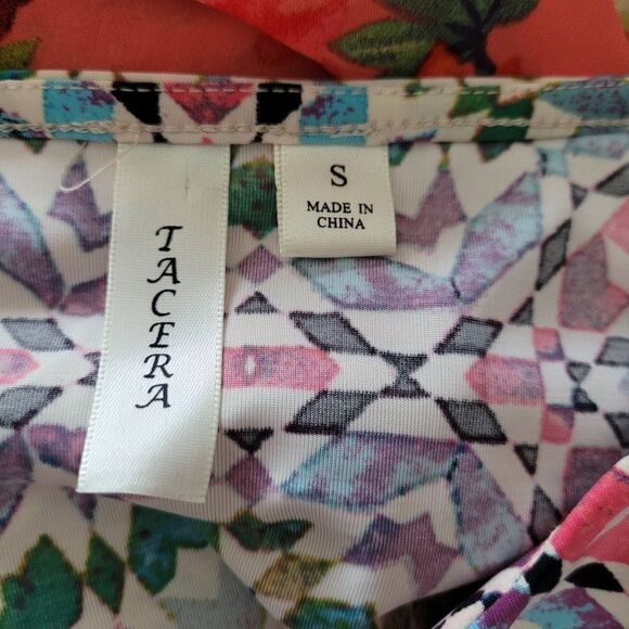 Tacera Dress Womens S Mod 3/4 Crochet Angel Sleeve Keyhole Scoop Neck Shift Pink - Picture 3 of 10